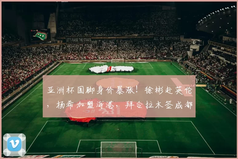 亚洲杯国脚身价暴涨！徐彬赴英伦，杨希加盟海港，拜合拉木签成都